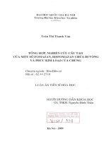 Tổng hợp, nghiên cứu cấu tạo của một số fomazan. bisfomazan chứa dị vòng và phức kim loại của chúng tt 