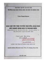 Báo chí với việc tuyên truyền, giáo dục sức khoẻ sinh sản vị thành niên  Khảo sát trên các báo  Sức khỏe và đời sống Gia đình và Xã hội và Phụ nữ Việt Nam  tron