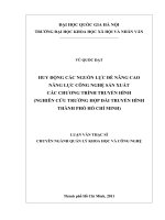 Huy động các nguồn lực để nâng cao năng lực công nghệ sản xuất các chương trình truyền hình (Nghiên cứu trường hợp Đài truyền hình Thành phố Hồ Chí Minh