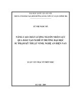 Nâng cao chất lượng nguồn nhân lực qua đào tạo nghề ở trường Đại học Sư phạm Kỹ thuật Vinh, Nghệ An hiện nay