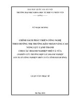 Chính sách phát triển công nghệ theo hướng thị trường kéo nhằm nâng cao năng lực cạnh tranh cho các doanh nghiệp nhỏ và vừa (nghiên cứu trường hợp các doanh nghiệp