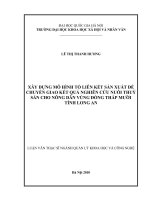 Xây dựng mô hình tổ liên kết sản xuất để chuyển giao kết quả nghiên cứu nuôi thủy sản cho nông dân Vùng Đồng Tháp Mười tỉnh Long An