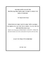 Tính tích cực học tập của học viên cao học, tác động của các yếu tố cá nhân và các yếu tố môi trường đào tạo (Nghiên cứu trường hợp tại ĐHKHXH&NV, ĐHKHTN