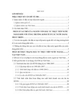 Vai trò của nguồn vốn đầu tư trực tiếp nước ngoài đối với tăng trưởng kinh tế ở các nước đang phát triển. Nghiên cứu thực trạng đầu tư trực tiếp nước ngoài ở Việt Nam