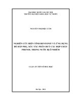 Nghiên cứu biến tính bentonit và ứng dụng để hấp phụ, xúc tác phân hủy các hợp chất phenol trong nước bị ô nhiễm  