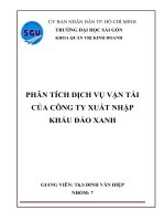 PHÂN TÍCH DỊCH VỤ VẬN TẢI CỦA CÔNG TY XUẤT NHẬPKHẨU ĐẢO XANH