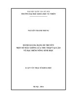 Đánh giá đa dạng di truyền một số mẫu giống lúa thu thập tại Lào về đặc điểm nông sinh học 