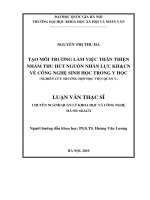 Tạo môi trường làm việc thân thiện nhằm thu hút nguồn nhân lực KH & CN về công nghệ sinh học trong y học (Nghiên cứu trường hợp Học viện Quân y