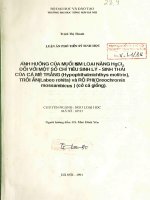 Ảnh hưởng của muối kim loại nặng HgCl2 đối với một số tiêu chỉ tiêu sinh lý - sinh thái của cá Mè trắng (Hypophthalmicshthys molitrix), Trôi ấn (labeo rohita) v