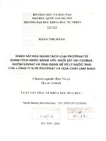 Khảo sát khả năng tách loại Photphat từ dung dịch nước bằng vôi, muối sắt (III) Clorua, nhôm Sunfat và ứng dụng để xử lý nước thải của công ty Supe Photphat và