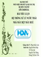 Bài thuyết trình tiểu luận hệ thống xử lý nước thải nhà máy dệt may huế