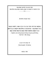 Nhận thức, nhu cầu và các yếu tố tác động đến lựa chọn trường Cao đẳng - Đại học của học sinh THPT hiện nay (Nghiên cứu trường hợp tại trường THPT Việt Yên I