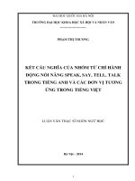 Kết cấu nghĩa của nhóm từ chỉ hành động nói năng speak, say, tell, talk trong tiếng Anh và các đơn vị tương ứng trong trong tiếng Việt
