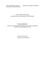 ROLE OF STATE IN THE DEVELOPMENT OF VIETNAM’S AUTOMOBILE INDUSTRY FOR THE PERIOD 2011 - 2020