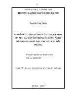 Nghiên cứu ảnh hưởng của topography đá mài và một số thông số công  nghệ đến độ nhám bề mặt chi tiết khi mài phẳng