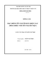 Đặc điểm tên người Hán hiện nay (Đối chiếu với tên người Việt