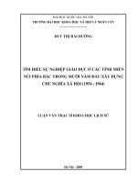 Tìm hiểu sự nghiệp giáo dục ở các tỉnh miền núi phía Bắc trong mười năm đầu xây dựng chủ nghĩa xã hội (1954 - 1964
