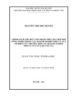 Chính sách thu hút vốn nhằm thúc đẩy đổi mới công nghệ trong các doanh nghiệp nhỏ và vừa (nghiên cứu trường hợp các doanh nghiệp nhỏ và vừa của Hà Tây cũ