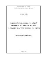 Nghiên cứu sự tạo phức của một số nguyên tố đất hiếm với Isolơxin và thăm dò hoạt tính sinh học của chúng 