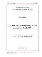Xác định các đặc trưng của hệ phổ kế gamma bán dẫn BE5030