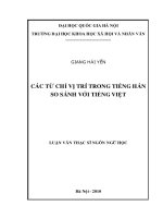 Các từ chỉ vị trí trong tiếng Hán so sánh với tiếng Việt