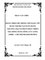 Hoàn thiện hệ thống xếp hạng tín dụng nội bộ tại Ngân hàng Thương mại Cổ phần Phát triển Nhà Đồng bằng Sông Cửu Long (MHB) - Chi nhánh Khánh Hòa
