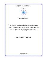 Các nhân tố ảnh hưởng đến cấu trúc vốn của các doanh nghiệp kinh doanh vật liệu xây dựng tại Khánh Hòa