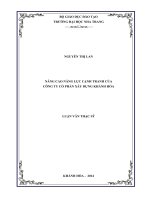 Nâng cao năng lực cạnh tranh của Công ty Cổ phần Xây dựng Khánh Hòa