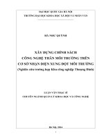 Xây dựng chính sách công nghệ thân môi trường trên cơ sở nhận diện xung đột môi trường” (Nghiên cứu trường hợp Khu công nghiệp Thượng Đình