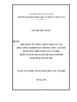 Đời sống nữ công nhân nhập cư tại khu công nghiệp Bắc Thăng Long – Hà Nội dưới góc nhìn Công tác xã hội” (Khảo sát tại các khu nhà trọ thuộc xã Hải Bối, huyện Đ