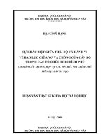 Sự khác biệt giũa thái độ và hành vi về bạo lực giữa vợ và chồng của cán bộ trong các tổ chức phi chính phủ (Nghiên cứu trường hợp tại các tổ chức phi chính phủ