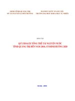 Báo cáo Quy hoạch tổng thể tài nguyên nước tỉnh quảng trị đến năm 2010, có định hướng 2020