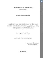NGHIÊN CỨU ĐẶC TRƯNG CẤU TRÚC VÀ TÍNH CHẤT DẪN ION LITI CỦA PEROVSKITE La (23)xLi3xTiO3 (x = 0,12) CHẾ TẠO BẰNG PHẢN ỨNG PHA RẮN