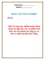 Hoàn thiện công tác lập báo cáo và phân tích báo cáo tài chính