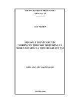 MỘT SỐ LÝ THUYẾT CHỦ YẾU NGHIÊN CỨU TÍNH CHẤT NHIỆT ĐỘNG VÀ MÔĐUN ĐÀN HỒI CỦA TINH THỂ KHUYẾT TẬT