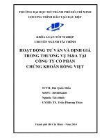 Hoạt động tư vấn và định giá trong thương vụ m  a tại công ty cổ phần chứng khoán rồng việt