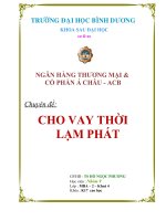 Tìm hiểu cho vay thời lạm phát tại ngân hàng Thương Mại cổ phần Á Châu ACB