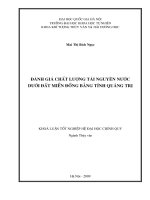 đánh giá chất lượng tài nguyên nước dưới đất miền đồng bằng tỉnh quảng trị