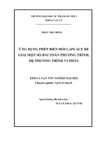 Ứng dụng phép biến đổi Laplace để giải một số bài toán phương trình, hệ phương trình vi phân