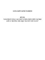 Giải pháp nâng cao chất lượng phân môn Tập đọc lớp 3c trường tiểu học Nguyễn Viết Xuân