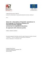 Items for a description of linguistic competence in the language of schooling necessary for learningteaching sciences (at the end of compulsory education) An approach with reference points