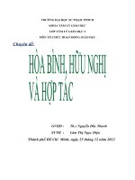 TIỂU LUẬN TỔ CHỨC HOẠT ĐỘNG GIÁO DỤC chuyên đề HÒA BÌNH, HỮU NGHỊ, HỢP TÁC