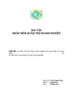 Tìm hiểu về hoạt động doanh nghiệp liên quan đến tài chính, nhân sự, tổ chức hoặc maketing của Công ty thực phẩm Miền Bắc.