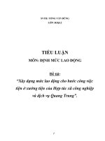 Đề Tài Xây dựng mức lao động cho bước công việc tiện ở xưởng tiện của HTX CNDV Quang Trung