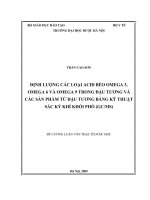 ĐỊNH LƯỢNG CÁC LOẠI ACID BÉO OMEGA 3, OMEGA 6 VÀ OMEGA 9 TRONG ĐẬU TƯƠNG VÀ CÁC SẢN PHẨM TỪ ĐẬU TƯƠNG BẰNG KỸ THUẬT SẮC KÝ KHÍ KHỐI PHỔ (GCMS)
