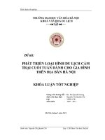 Phát triển loại hình du lịch cắm trại cuối tuần dành cho gia đình trên địa bàn hà nội
