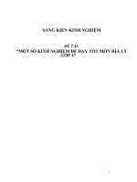 SKKN Một số kinh nghiệm để dạy tốt môn Địa lý lớp 4