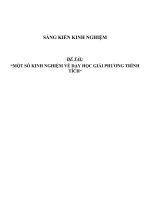 SKKN môn Toán lớp 8 Một số kinh nghiệm về dạy học giải phương trình tích