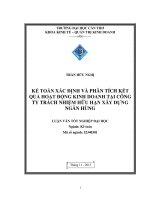 KẾ TOÁN XÁC ĐỊNHVÀ PHÂN TÍCH KẾT  QUẢ HOẠT ĐỘNG KINH DOANH TẠI CÔNG  TY TRÁCH NHIỆM HỮU HẠN XÂY DỰNG  NGÂN HÙNG