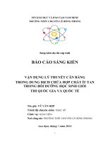 SÁNG KIẾN HÓA Vận dụng lý thuyết cân bằng trong dung dịch chứa hợp chất ít tan